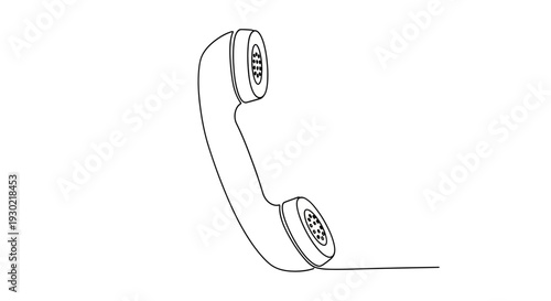 Minimalist Line Art Drawing of a Vintage Telephone Handset