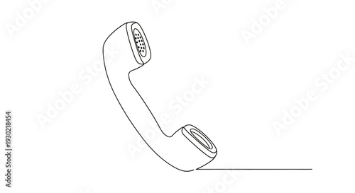 Minimalist Line Art Drawing of a Vintage Telephone Handset