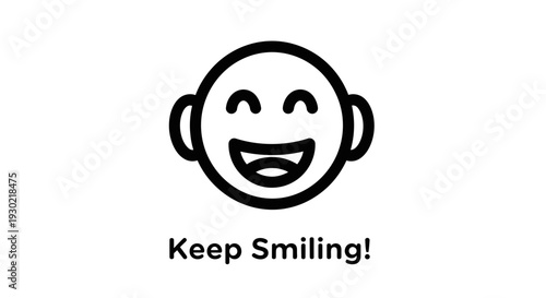 Happy Face Icon with Text "Keep Smiling!" - Positive Emotion and Encouragement