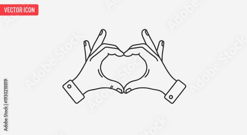 Heart Shape Hands Gesture Icon Vector Illustration - Love Symbol Formation