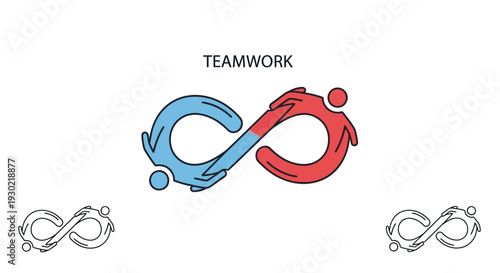 Infinity Symbol Teamwork Concept with Interlocking Hands and Figures