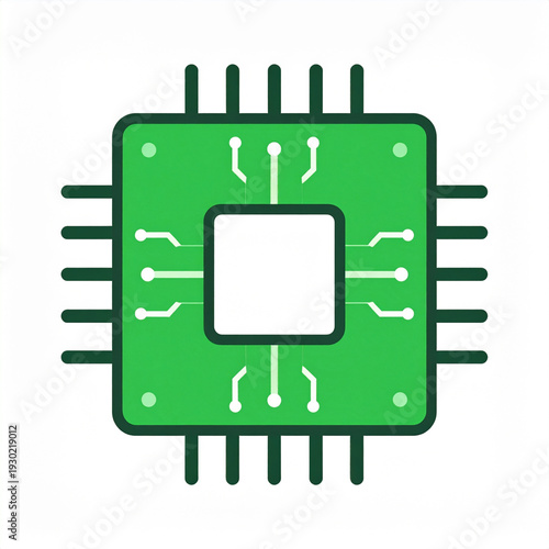 Green CPU Chip Icon Vector for Computer Processor and Technology Concept