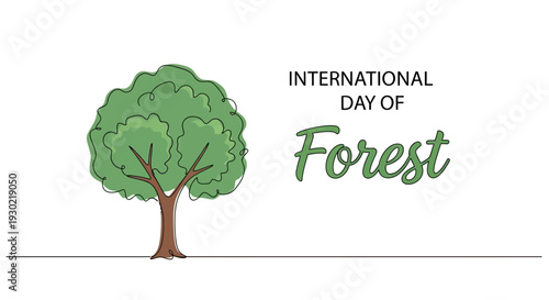 International Day of Forest Celebration with Green Tree Illustration