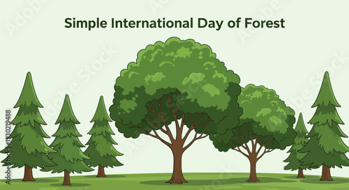 International Day of Forest: Green Trees Illustration on a Sunny Day