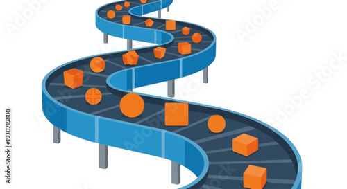 Automated Conveyor Belt Production Line Illustration
