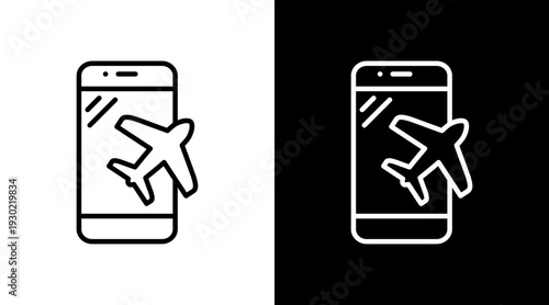 Airplane Mode White Icon Set Design 