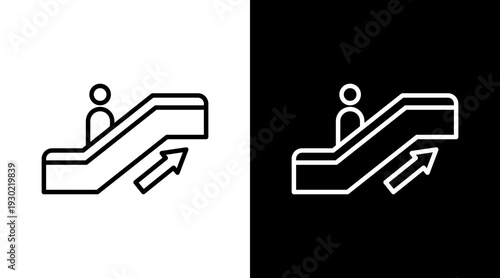 Escalator Up White Icon Set Design 