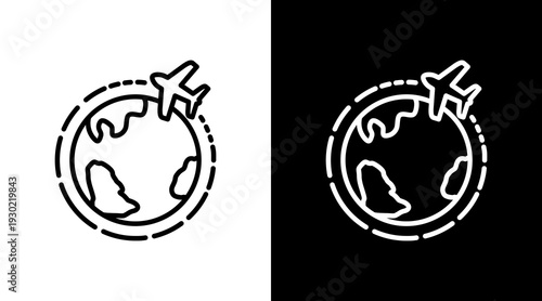 Travel White Icon Set Design 