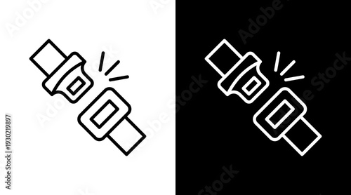 Seatbelt White Icon Set Design 