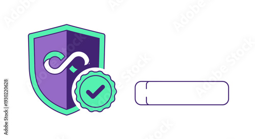 Verified Digital Security Shield with Check Mark Illustration
