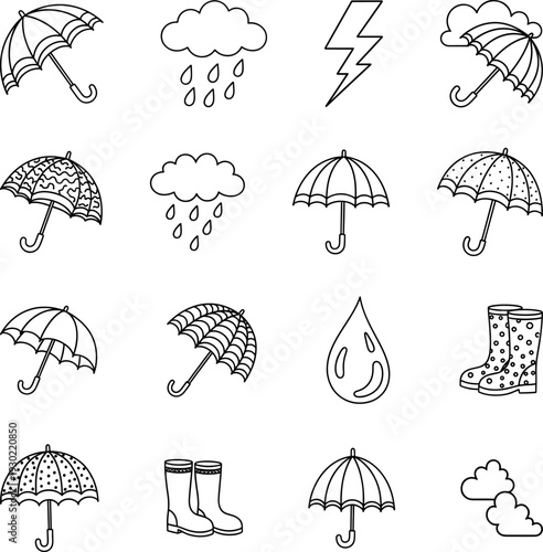 Rainy Day Weather Icon Collection