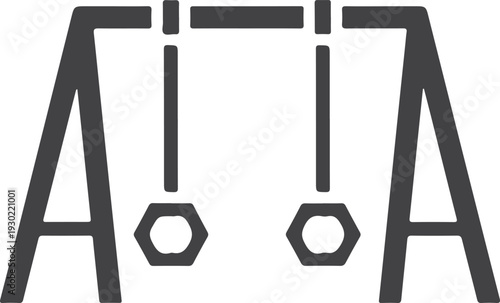 Gymnastic rings playground game equipment vector design, kids summer park outdoor exercise set, children healthy sport activity