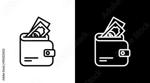 Wallet White Icon Set Design 
