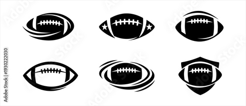 Collection of Dynamic American Football Icon Designs for Sports Branding