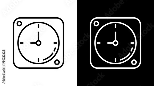 Clock White Icon Set Design 