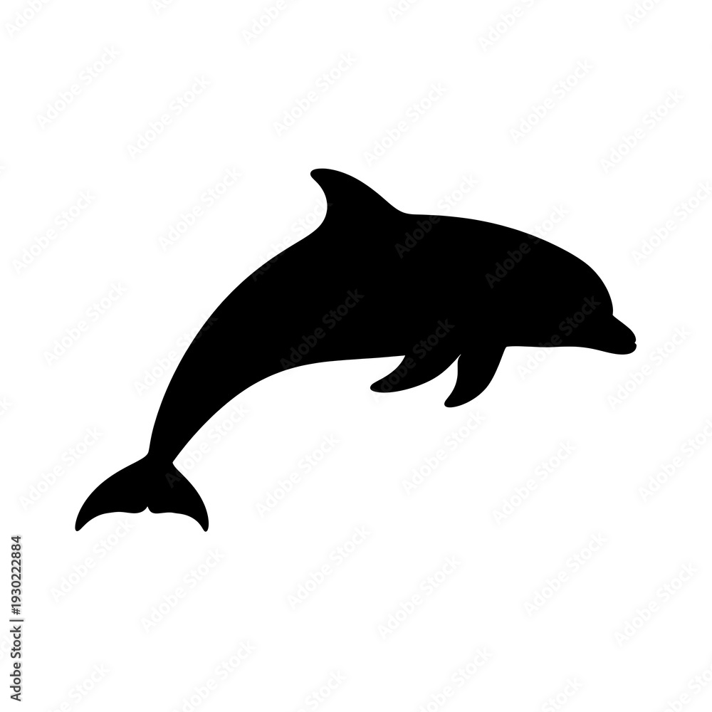 Fototapeta premium Black silhouette of a dolphin swimming.
