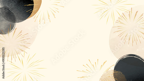 和モダンな黒と金の装飾と花火の16:9背景素材
