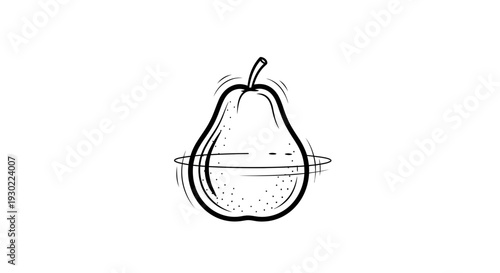 Hand-drawn Pear Illustration with Swirling Lines