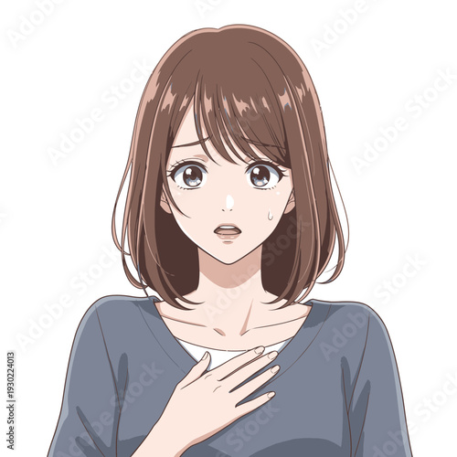 Anime style woman with brown hair.