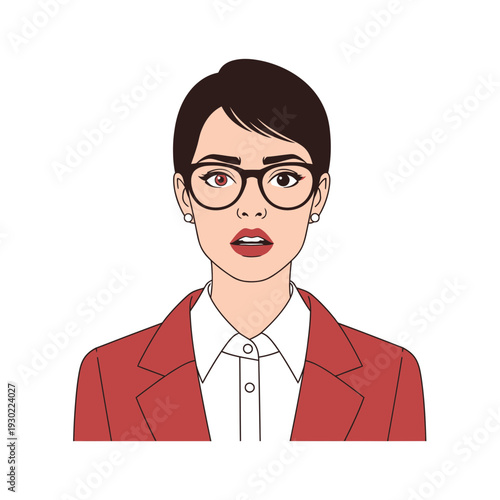 Businesswoman Wearing Glasses and Blazer.