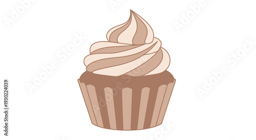 Delicious Chocolate Cupcake with Swirled Frosting - Sweet Treat Illustration