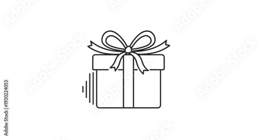 Gift Box with Ribbon Bow and Sound Waves Icon, Present Surprise Icon
