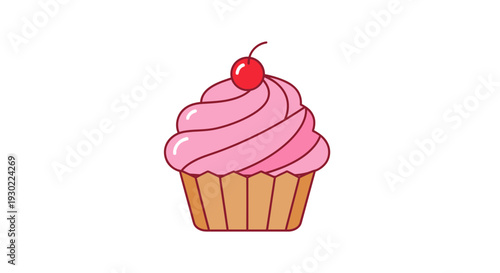 Delicious Pink Cupcake with Cherry on Top