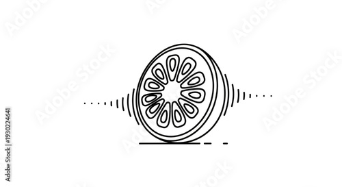 Citrus Slice Sound Wave Icon: Freshness, Music, Organic, Healthy Food Concept
