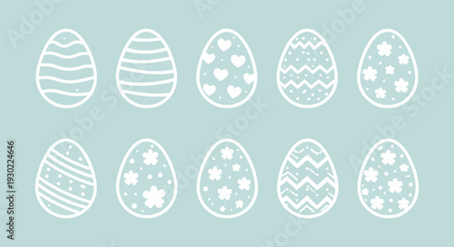 Charming Set of Illustrated Easter Egg Icons for Festive Spring Holiday Designs