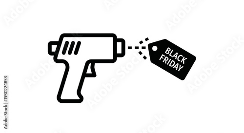 Black Friday Sale Icon: Scanner Gun Reading a Discount Tag