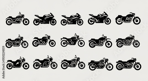 Collection of Motorcycle Silhouettes Vector Illustration.