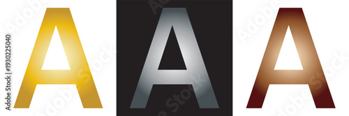Vector Alphabet Letters  Variations. Set of capital letters in multiple styles including outline, solid, colored and metallic vector designs.EPS10/AI.