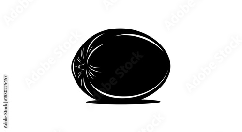 Black Silhouette of a Coconut on White Background