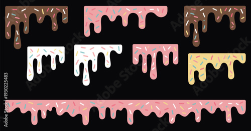 Sweet Sprinkle Drip Border with Melting Icing and Candy Texture, Colorful Dessert Frame Design Perfect for Bakery Branding, Kids Posters, Party Invitations, and Fun Backgrounds