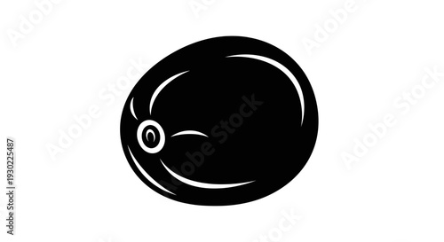 Black silhouette of a kiwi fruit on a white background