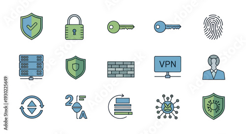 Collection of Cybersecurity and Data Protection Icons.