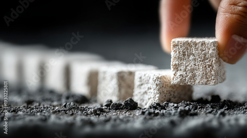 Metaphorical representation of perfectionism as a childhood defense mechanism: a person building a perfectly straight wall of identical white blocks