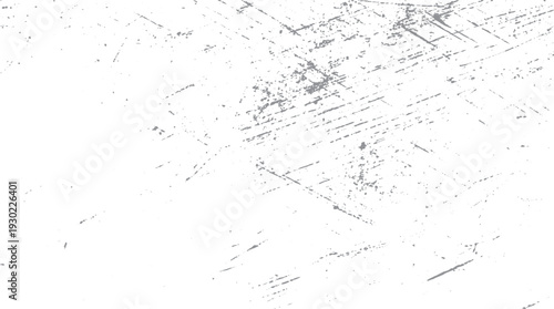 White background with scattered grey speckles and diagonal scratch marks texture