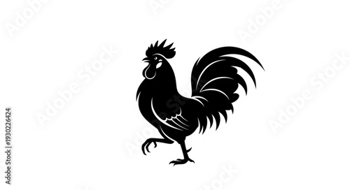 Black Silhouette Rooster Standing Proud.