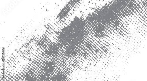 Grey distressed texture with scattered dots and halftone pattern overlaying white background grunge