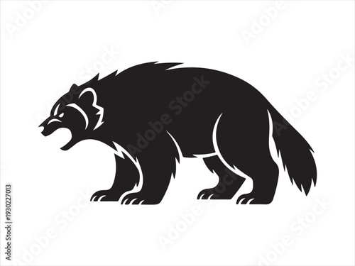 Growling Bear Silhouette Wild Animal, Angry Bear Silhouette Wild Animal Vector Illustration