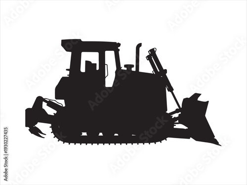 Bulldozer heavy construction equipment vector silhouette, Bulldozer Silhouette Construction Heavy Equipment Vector