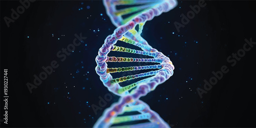 3D illustration of a blue DNA strand on a medical science background