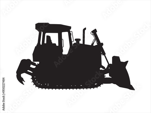 Bulldozer heavy construction equipment vector silhouette, Bulldozer Silhouette Construction Heavy Equipment Vector