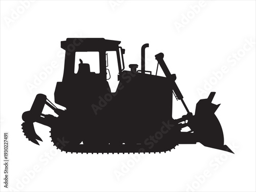 Bulldozer heavy construction equipment vector silhouette, Bulldozer Silhouette Construction Heavy Equipment Vector