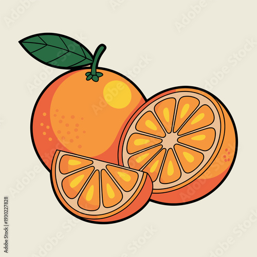 Juicy, ripe orange fruits, one whole, one halved, and one slice, showcasing freshness and natural sweetness.