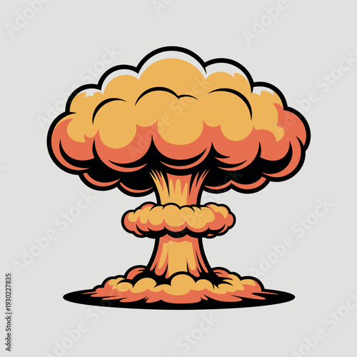 Mushroom cloud explosion, symbolizing power, destruction, or a sudden impactful event in a retro comic style.