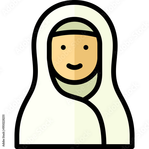 hijab icon illustration design with filled outline