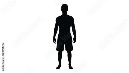 A black silhouette of a man standing isolated on white background, Vector