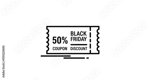 Black Friday 50% Off Coupon Discount Ticket Icon